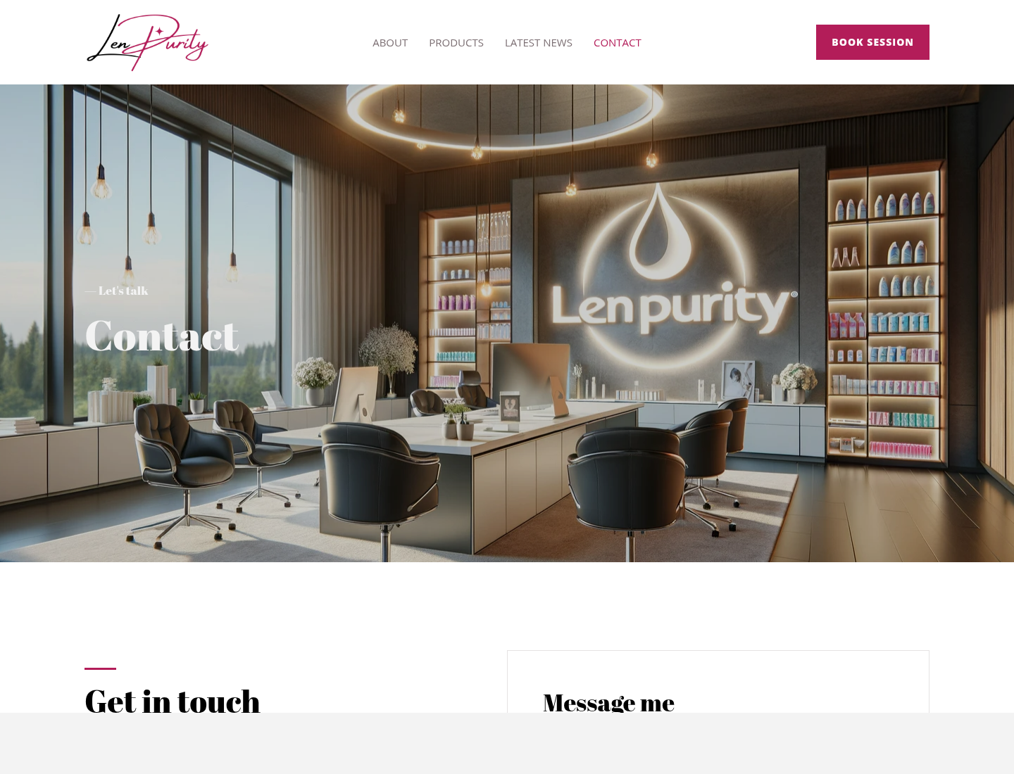 LenPurity contact and booking pathway, connecting content consumption with personalized support.